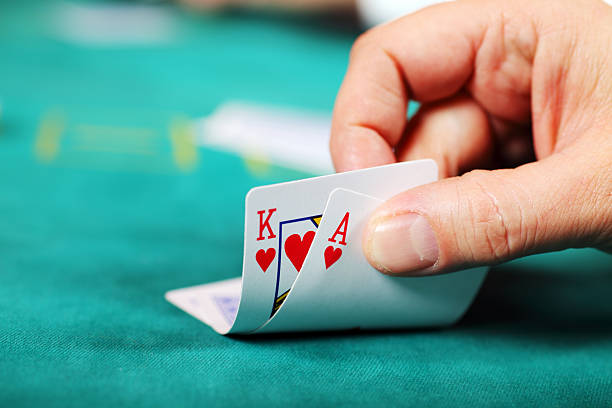 Baccarat table with card dealing